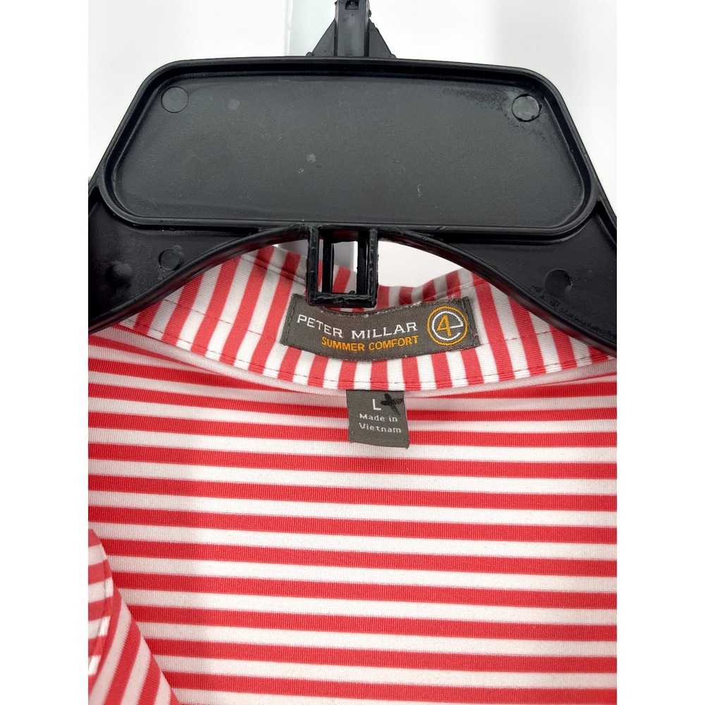 Peter Millar Men's Summer Comfort Coral Striped Polo Size Large - Picture 3 of 5